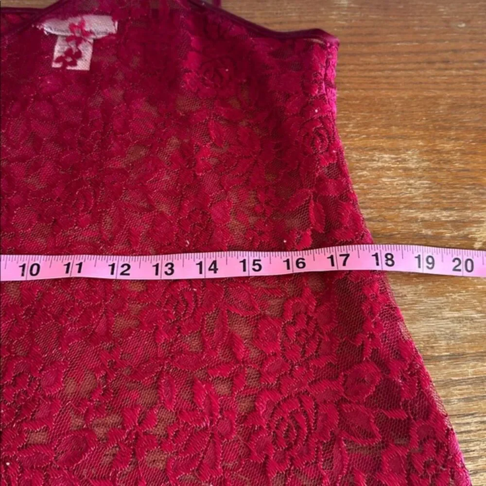 Vintage 90s Alexandria Nicole Lace Babydoll Lingerie Chemise Size Medium Red